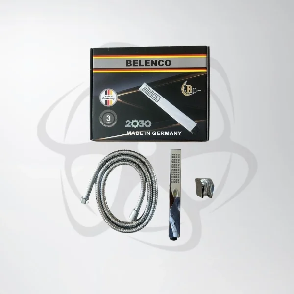 شطاف محمول باليد مع موصل جداري وخرطوم لون فضي BELENCO